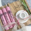 Kerzen Geschenk-Set Blumen mit Kerzenständer