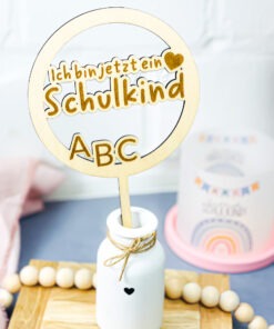 Deko Stecker Cake Topper Einschulung Ich bin jetzt ein Schulkind