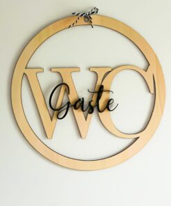 Türschild Türkranz Gäste Wc aus Holz