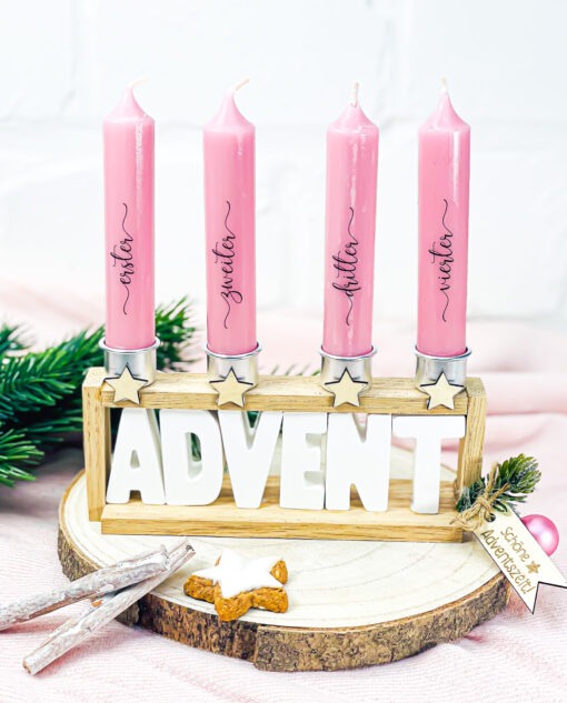 Moderner kleiner Adventskrant ADVENT rosa