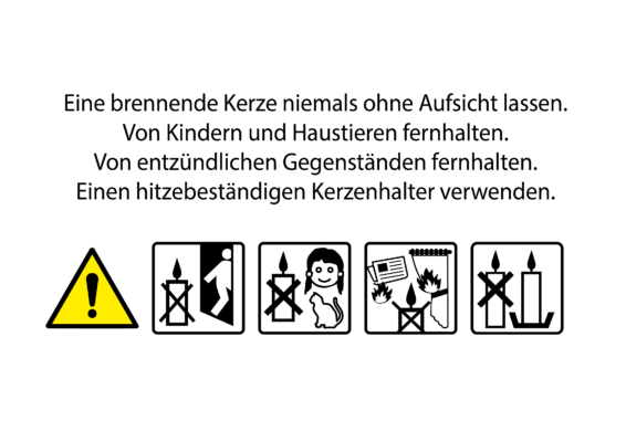 Warnhinweis für Kerzen: 