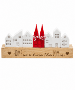 Häuserleiste mit kleinem Kölner Dom in rot Deko
