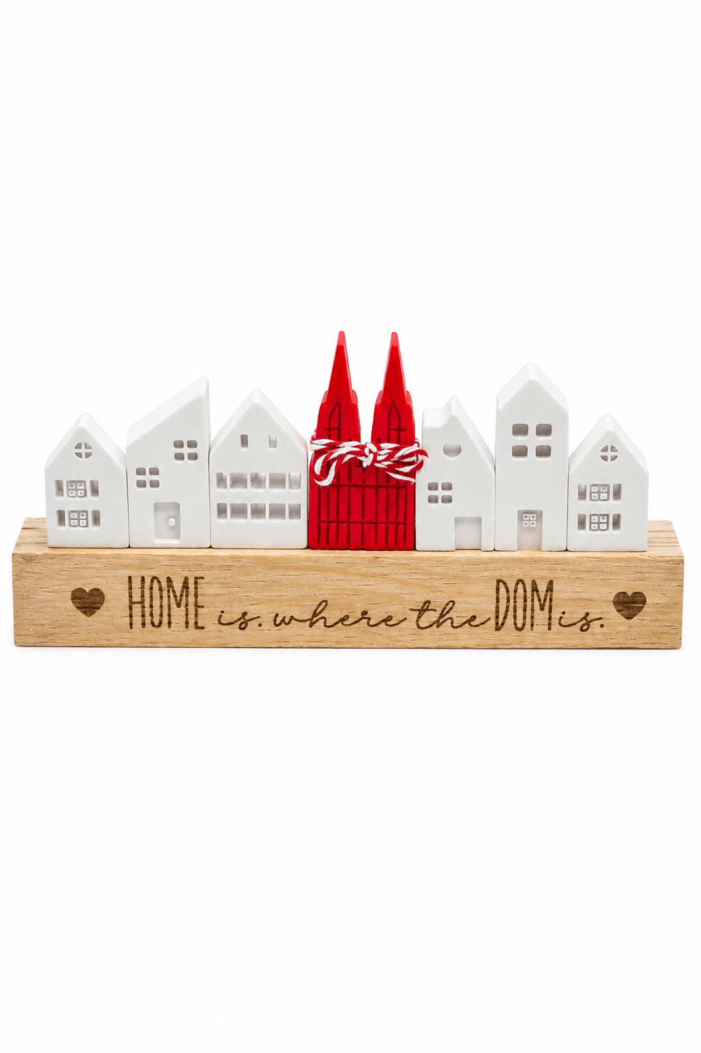 Häuserleiste mit kleinem Kölner Dom in rot Deko