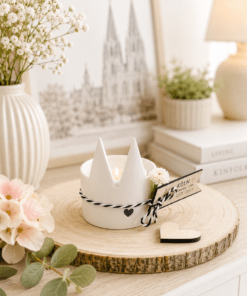 Kölner Dom Teelicht mit Holzanhänger „E Dömche für Dich!“ als moderne Köln Deko