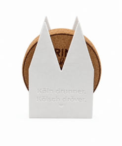 Kork Untersetzer Kölner Dom mit Halter in weiss