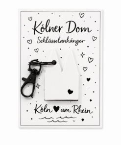Kölner Dom Schlüsselanhänger weiss schwarz